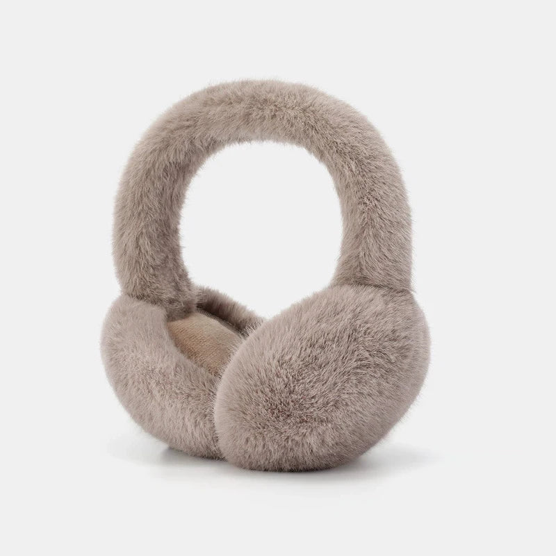 Foldable Plush Earmuffs with Detachable Material and Adjustable Band
