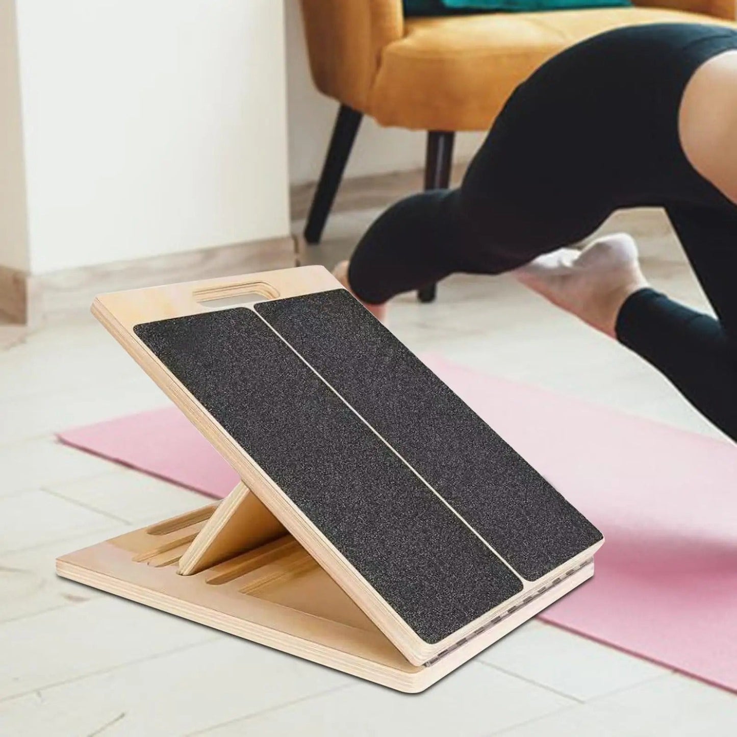 Adjustable Incline Calf Stretcher Board with Textured Grip and Foldable Design