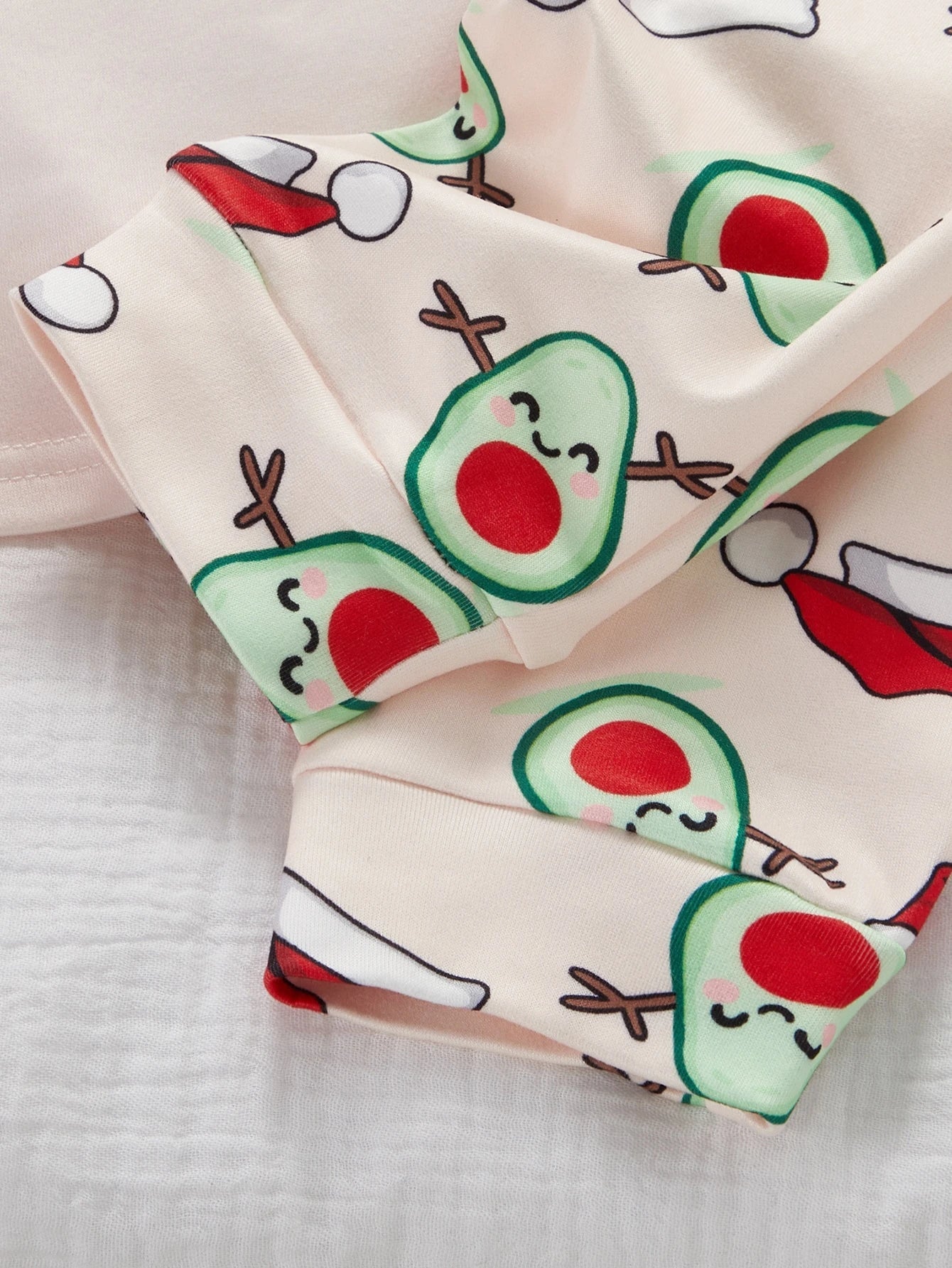 Girls Fruit Print Pajama Set with Stretch Knit Fabric and Long Sleeves