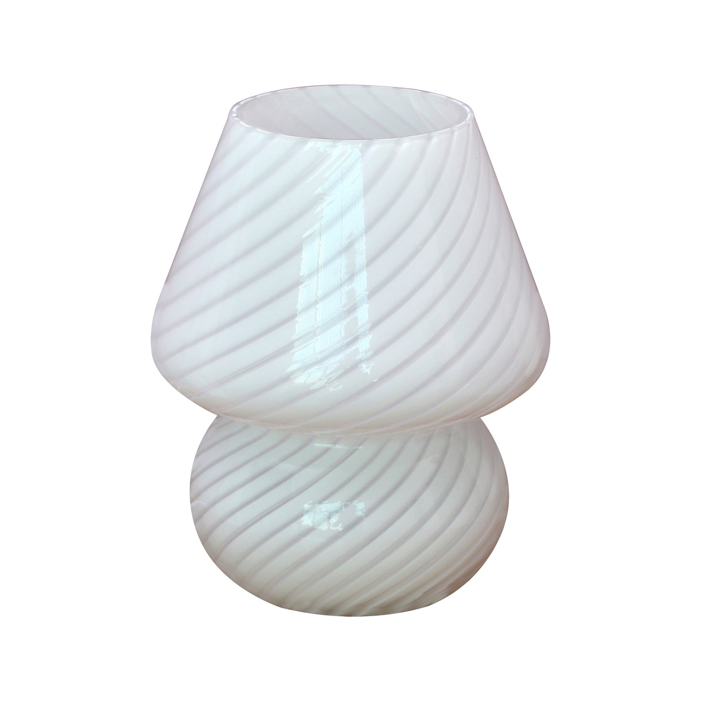 Glass Mushroom Table Lamp with Stepless Dimming and Integrated LED, Swirled Stripe Pattern