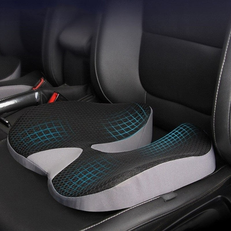 Memory Foam Car Seat Cushion with U-Shaped Tailbone Cutout and Machine Washable Cover