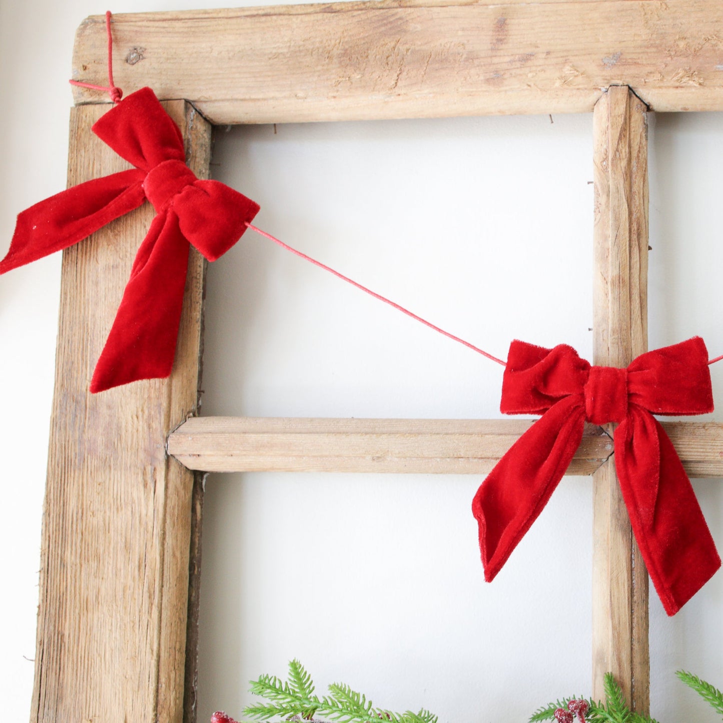 5' Red Velvet Bow Garland - Interior Delights