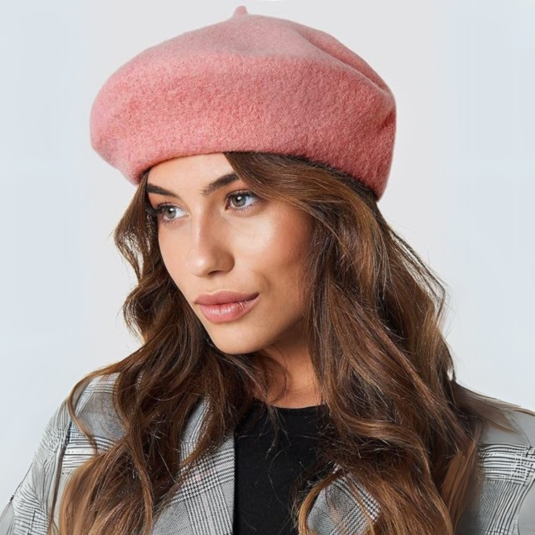 Classic French Wool Beret – Evelyne-Pink-Nora Luxe