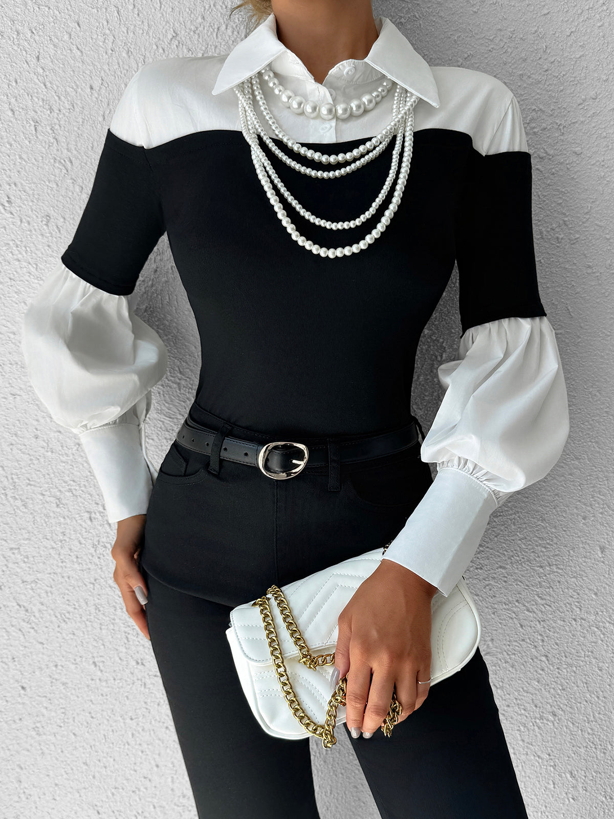 Long Sleeve Polo Shirt with Contrast Binding and Regular Fit