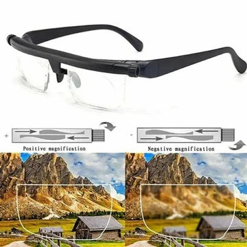 Variable Focus Glasses with Dial Adjustment and Polycarbonate Lenses, Plus 1 to Plus 4 Diopters