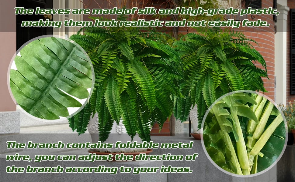 Artificial Boston Fern Bundle 18 Pack with UV Protection and Water Shedding