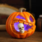 Carved Jack O Lantern Ornament with Skull Insert and Resin Construction