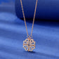 Four Heart Clover Pendant Necklace with Preserved Roses and Gift Box