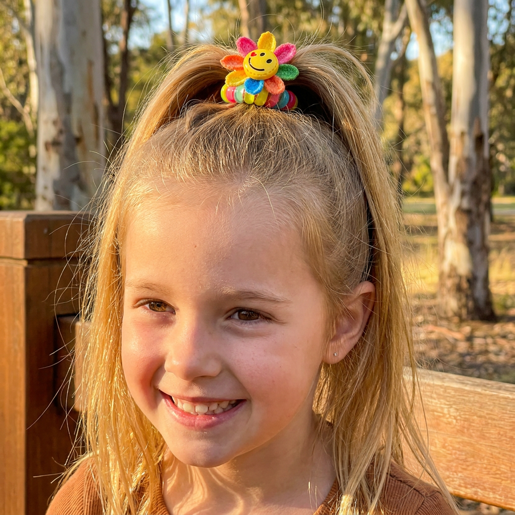 Spiral Hair Tie Set with Flower and Heart Designs for Kids