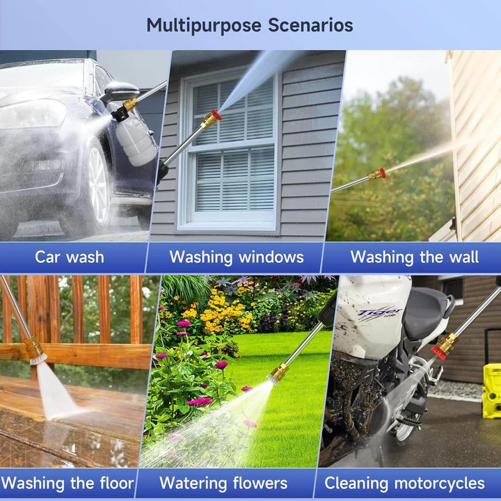 Portable Pressure Washer with Dual Rechargeable Batteries and Multiple Nozzles
