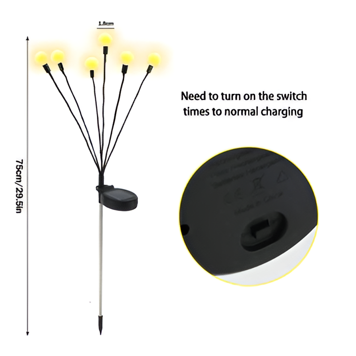 Solar Garden Lights with Firefly Flicker and Flexible Stems, 27.5 Inch Warm White