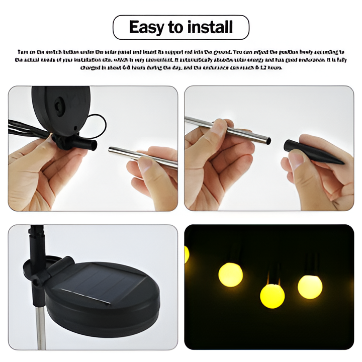 Solar Garden Lights with Firefly Flicker and Flexible Stems, 27.5 Inch Warm White