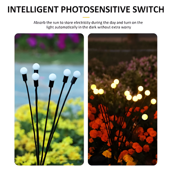 Solar Garden Lights with Firefly Flicker and Flexible Stems, 27.5 Inch Warm White