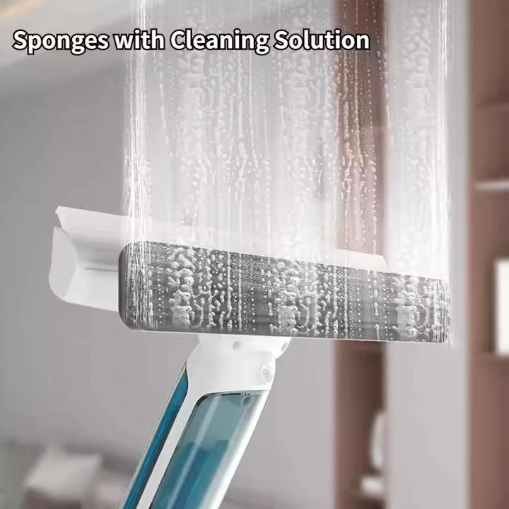 Telescopic Window Cleaner with 10-Inch Dual Head and 51-Inch Pole, Refillable Tank