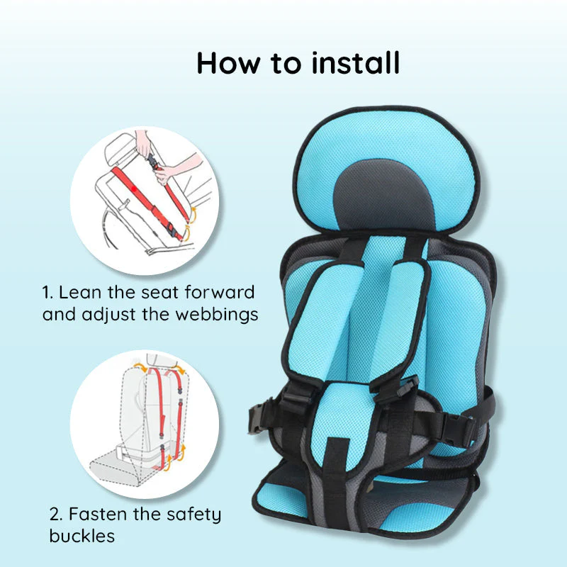 Car Seat Cushion for Kids with 5-Point Harness and Breathable Mesh, Foldable Non-Slip Base