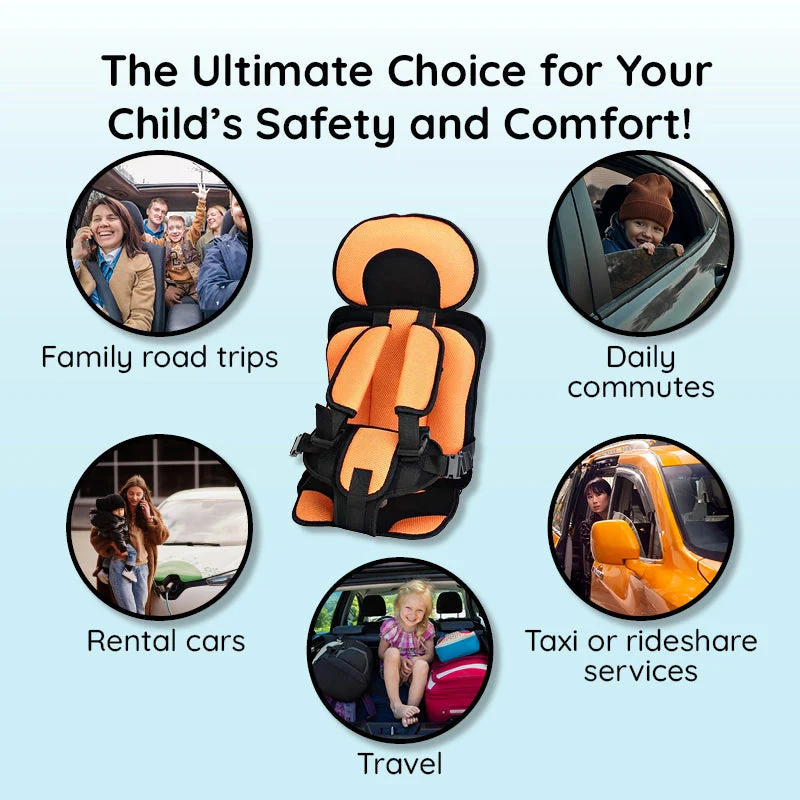 Car Seat Cushion for Kids with 5-Point Harness and Breathable Mesh, Foldable Non-Slip Base