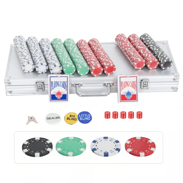 500 Piece Poker Chips Set with Case for Texas Holdem