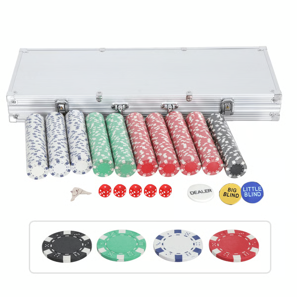 500 Piece Poker Chips Set with Case for Texas Holdem