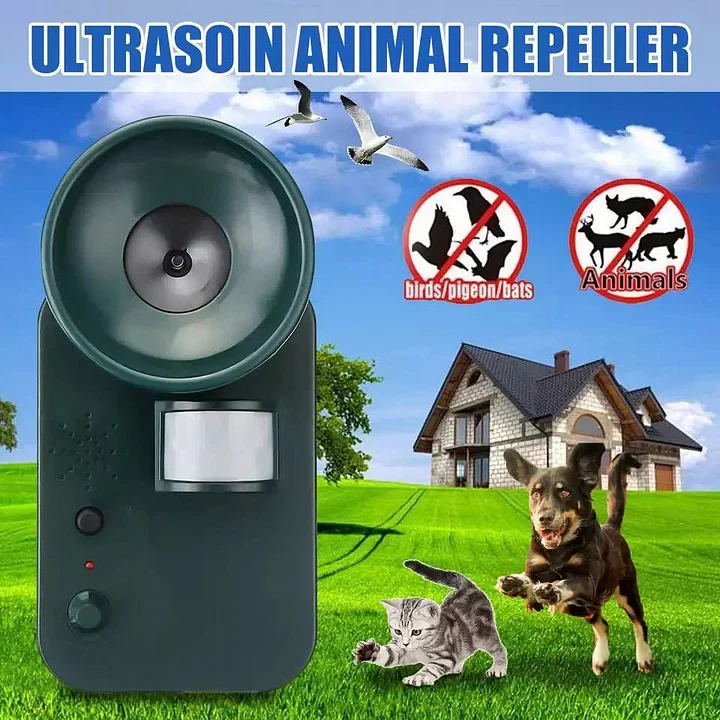 Ultrasonic Animal Repeller with Motion Sensor and Flashing Light, Weather-Resistant