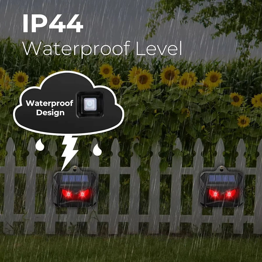 Ultrasonic Animal Repellent with Solar Charging and LED Flash, Set of 2