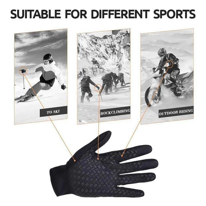 Touchscreen Winter Gloves with Zippered Wrist and Anti-Slip Palm, Fleece-Lined Neoprene