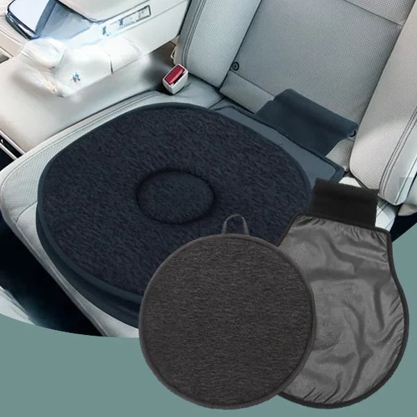 Rotating Seat Cushion with Foam Padding and Non-Slip Base for Cars and Chairs