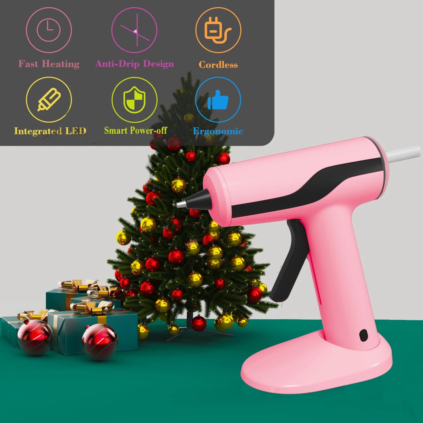 Rechargeable Glue Gun with Anti Drip Nozzle and Magnetic Base, 60 Minute Runtime
