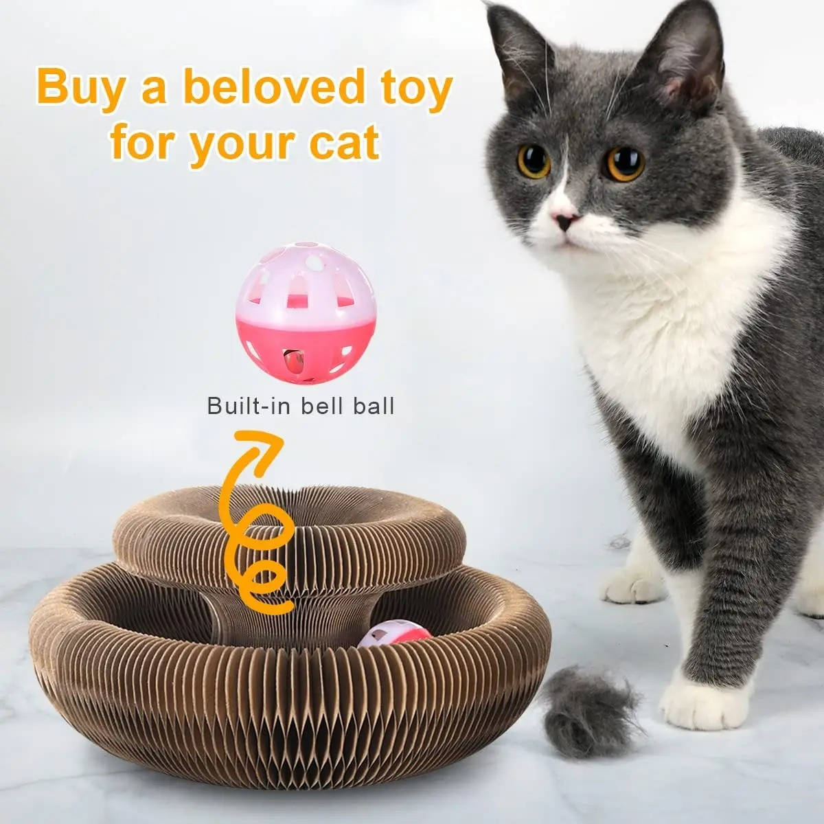 Interactive Cat Scratcher with Ball Track and Magnetic Panels