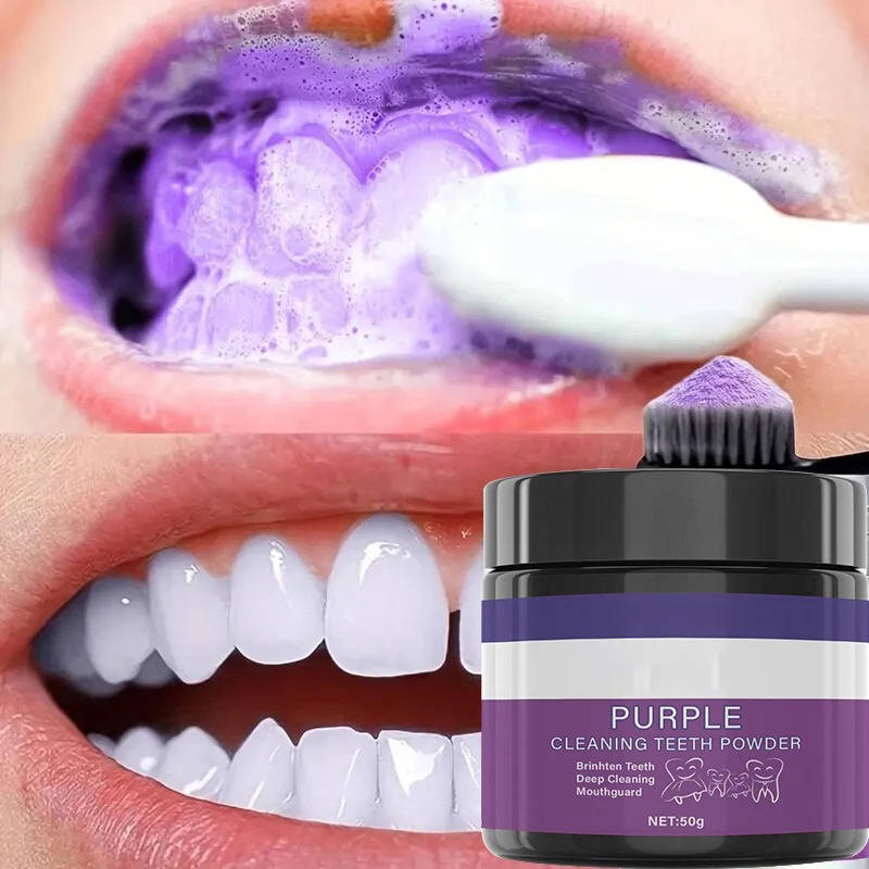 Tooth Whitening Powder with Color Correcting Purple and Baking Soda Deep Clean