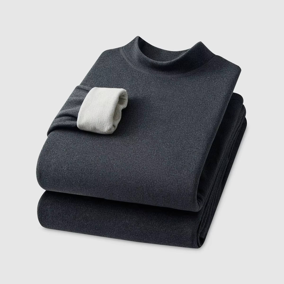 Mens Thermal Underwear with Silk Velvet Blend and High Neck Design