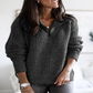 Relaxed Fit Womens Pullover with Quarter Zip and Stretchy Knit Blend