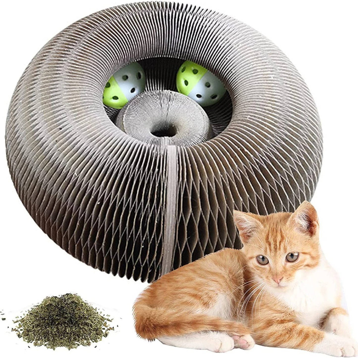 Interactive Cat Scratcher with Ball Track and Magnetic Panels