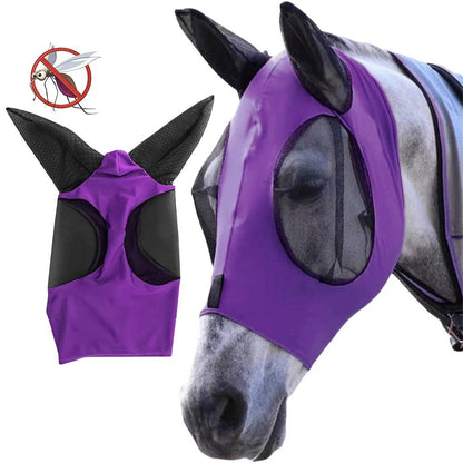 Horse Fly Mask with Stretchy Mesh and UV Protection for All Sizes