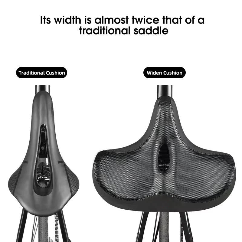 Memory Foam Bike Saddle with Hollow Grid Ventilation and Dual Spring Shock Absorption