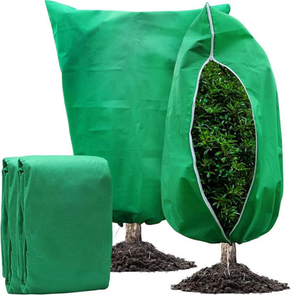 Plant Frost Protection Cover with Zipper and Drawstring Base for Gardens