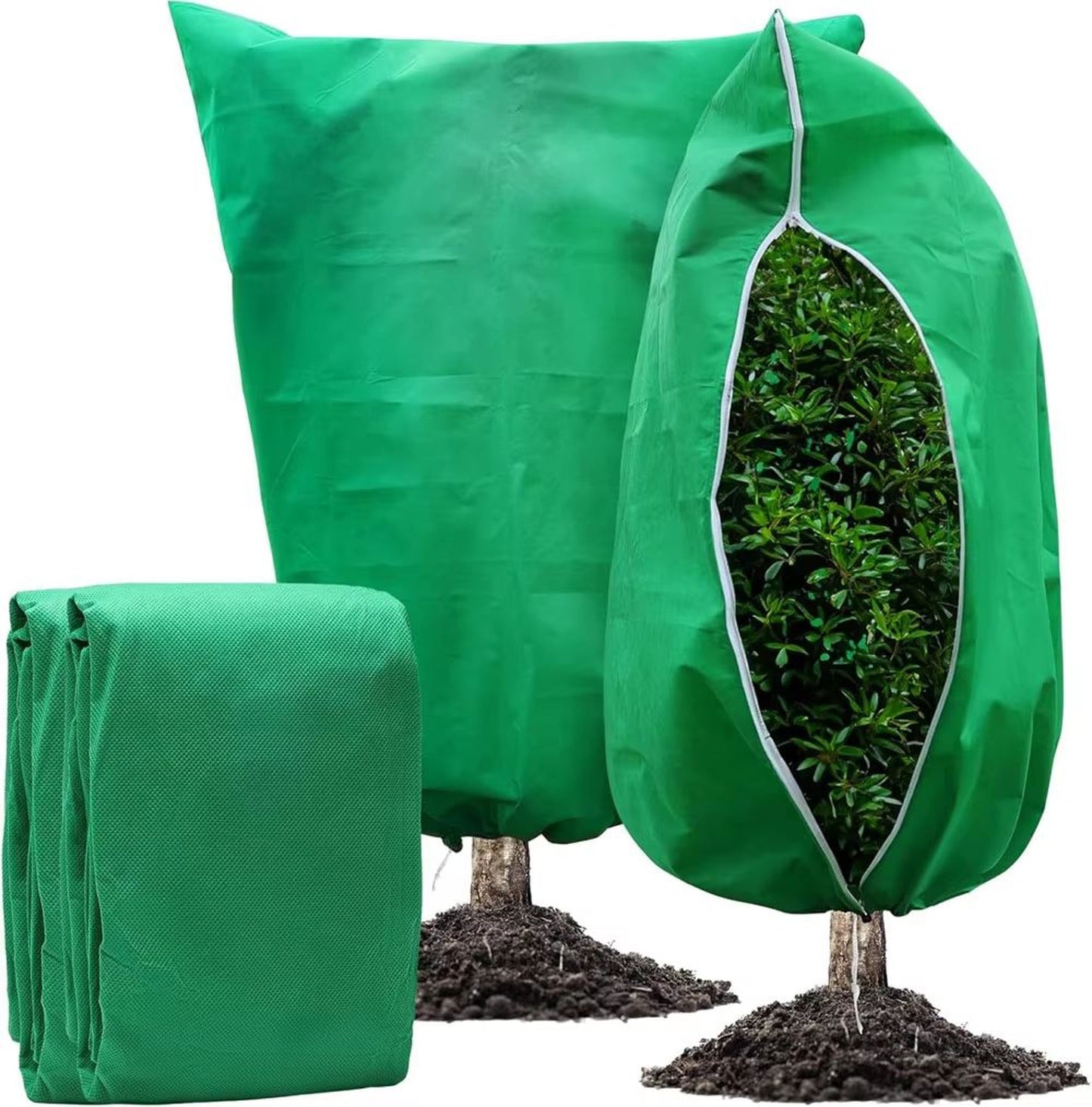 Plant Frost Protection Cover with Zipper and Drawstring Base for Gardens