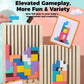 Wooden Block Puzzle Set with Foldout Stand and 42 Colorful Blocks, 10 Pattern Cards