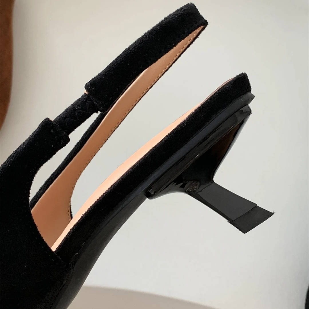 Pointed Toe Slingback Kitten Heels for Women with Microfiber Upper and Slip-On Design