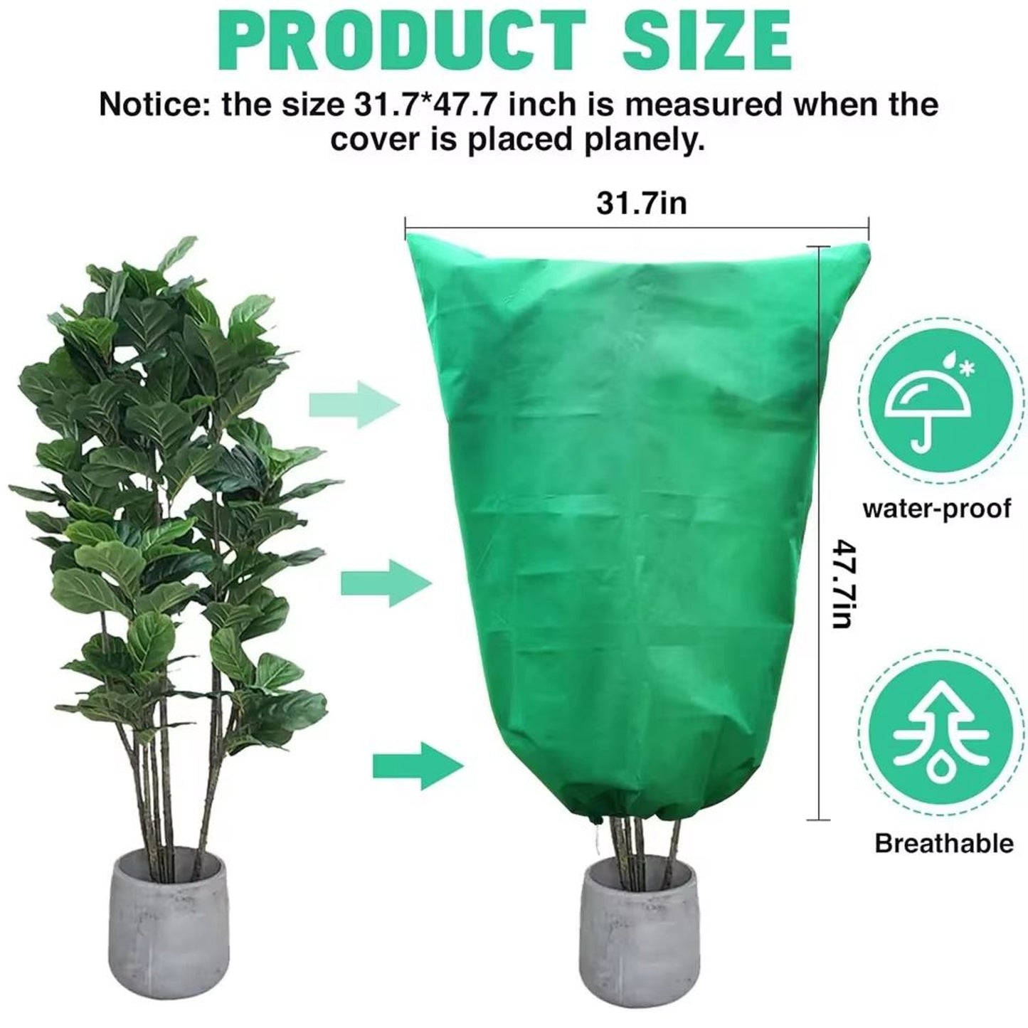 Plant Frost Protection Cover with Zipper and Drawstring Base for Gardens