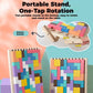 Wooden Block Puzzle Set with Foldout Stand and 42 Colorful Blocks, 10 Pattern Cards