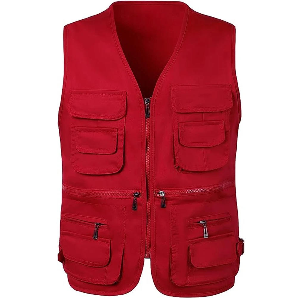 Sleeveless Hiking Vest with Multiple Zippered Pockets and Detachable Mesh Back Panel