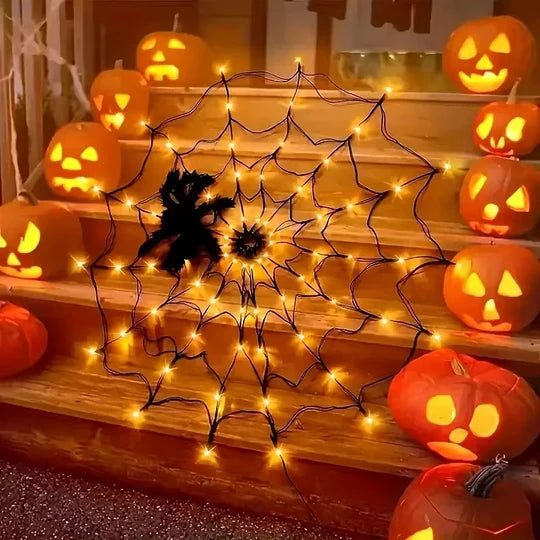 Halloween Spider Web Lights Outdoor with 80 Purple LEDs