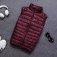 Down Fill Vest with Water Resistant Shell and Stand Up Collar, Packable