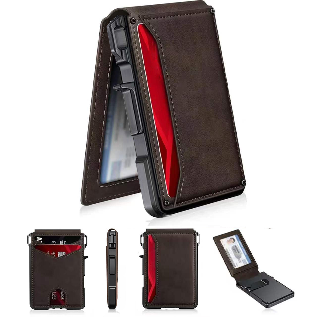 Mens RFID Card Holder Wallet, Slim Bifold Front Pocket Wallet with Aerospace Aluminum and Cash Clip, Everyday Carry Gift for Men
