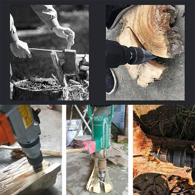 Drill Bits for Wood, Shank Firewood Splitting Drill Bit Works with Any Drill