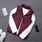 Down Fill Vest with Water Resistant Shell and Stand Up Collar, Packable