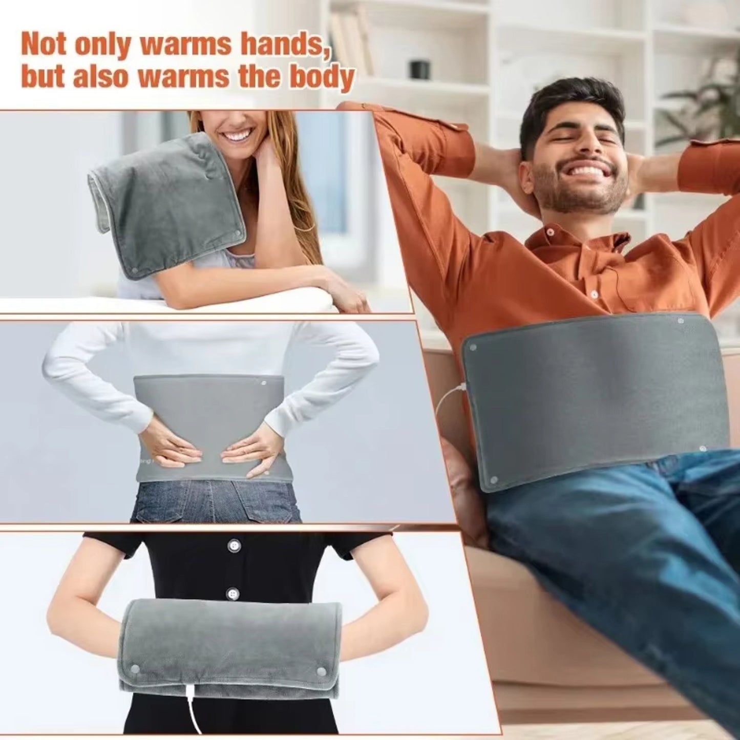 USB Heating Pad with Microplush Fabric and Machine Washable Cover for Back, Neck, Stomach