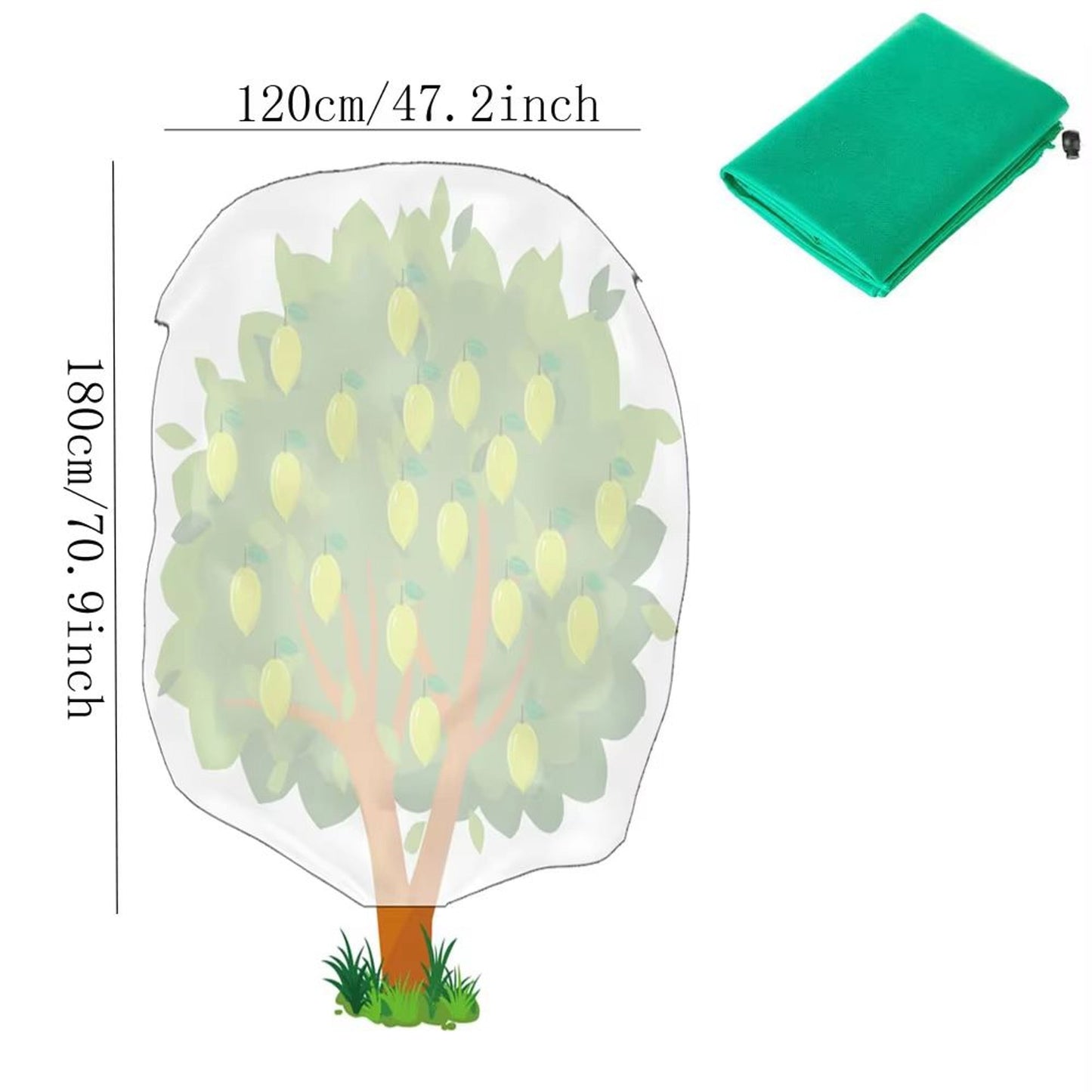 Plant Frost Protection Cover with Zipper and Drawstring Base for Gardens