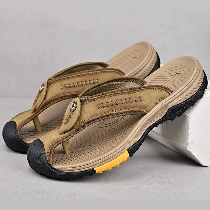 Closed Toe Flip Flops for Men with Nonslip Rubber Sole and Fast Drying Material