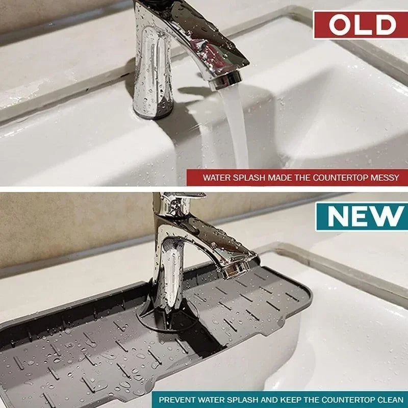 Silicone Sink Splash Guard with Drainage Channels and Storage Surface